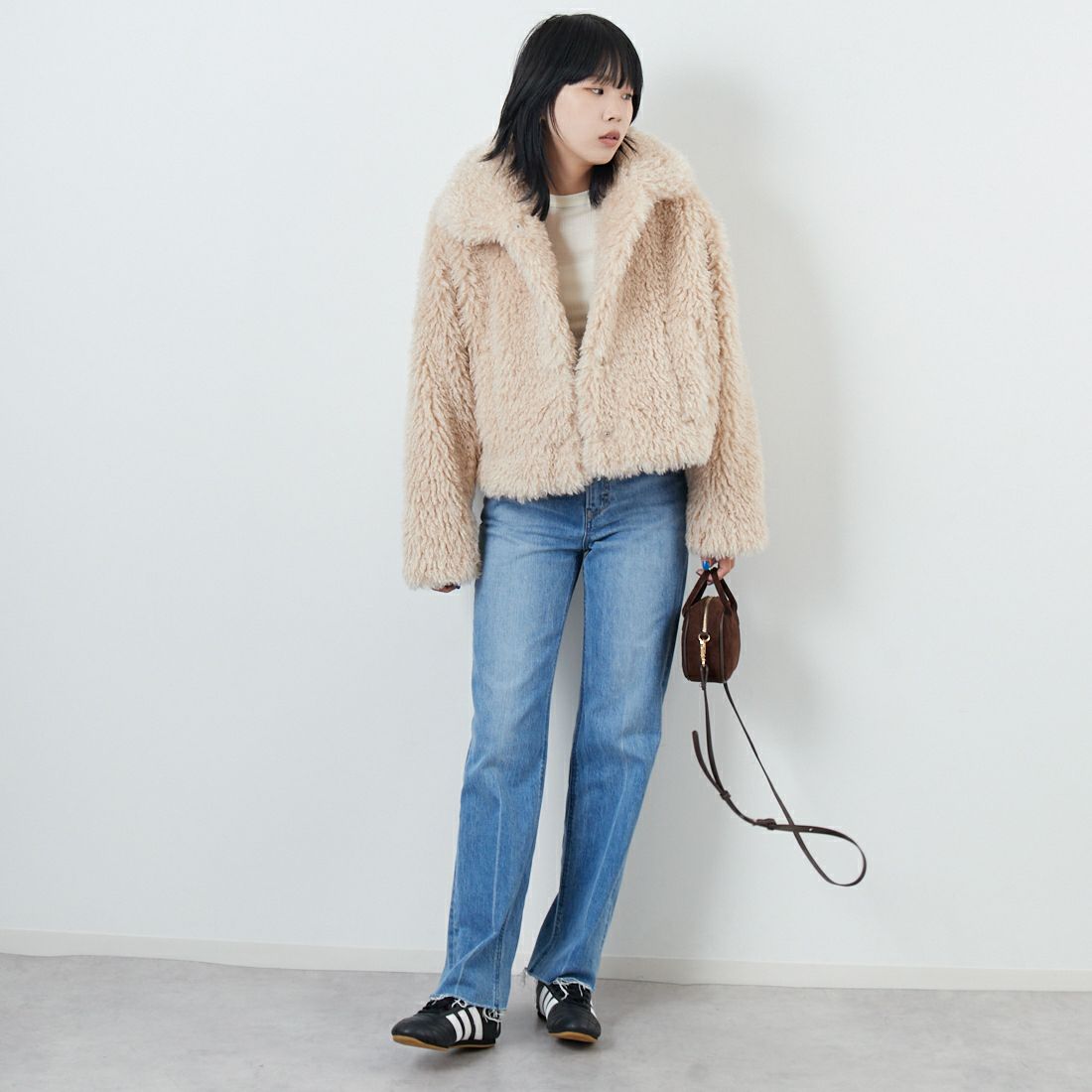 Jeans Factory Clothes [ジーンズファクトリークローズ] プードルファーショートブルゾン [330024] 103 ｱｲﾎﾞﾘｰ &&モデル身長：167cm 着用サイズ：F&&