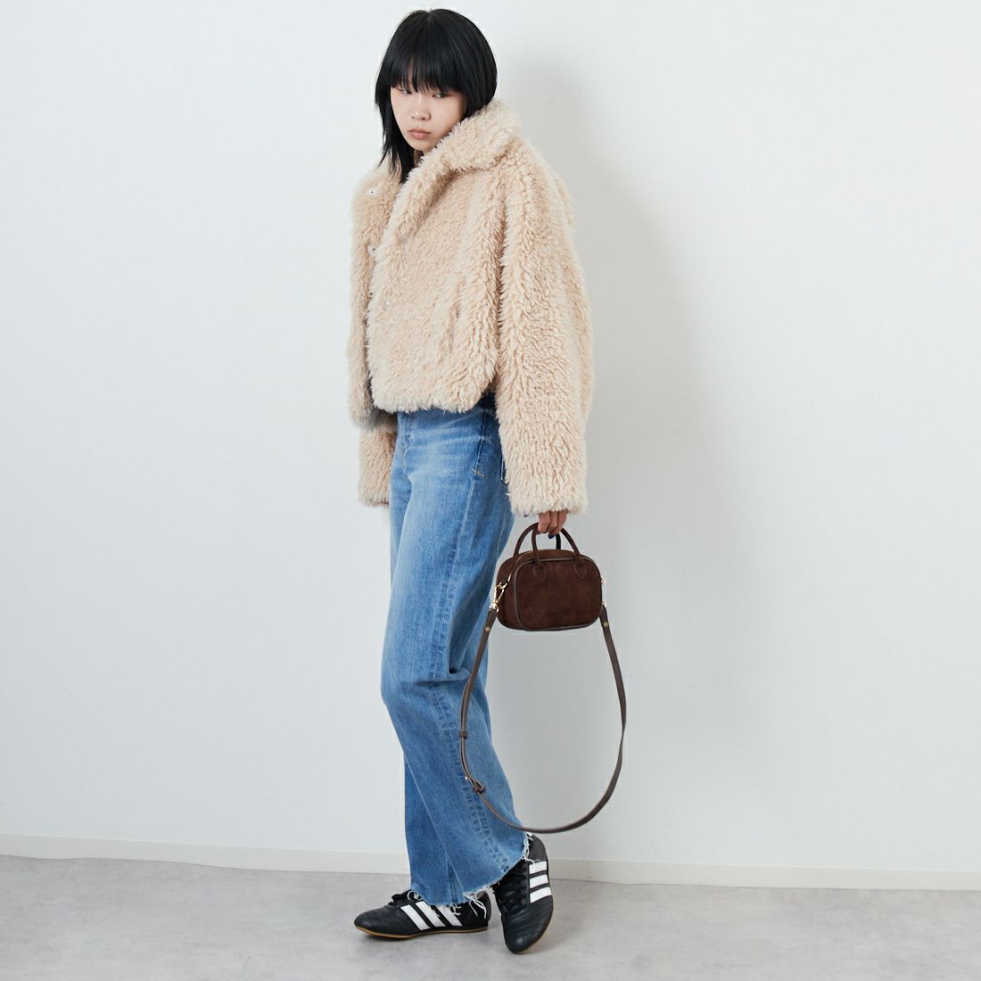 Jeans Factory Clothes [ジーンズファクトリークローズ] プードルファーショートブルゾン [330024] 103 ｱｲﾎﾞﾘｰ &&モデル身長：167cm 着用サイズ：F&&