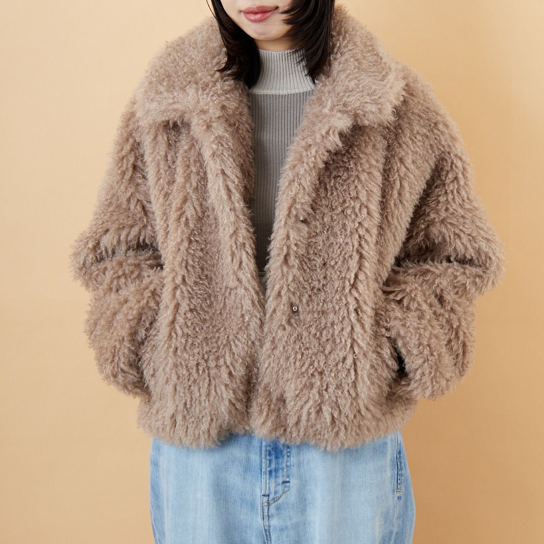 Jeans Factory Clothes [ジーンズファクトリークローズ] プードルファーショートブルゾン [330024] 157 ﾓｶ &&モデル身長：162cm 着用サイズ：F&&