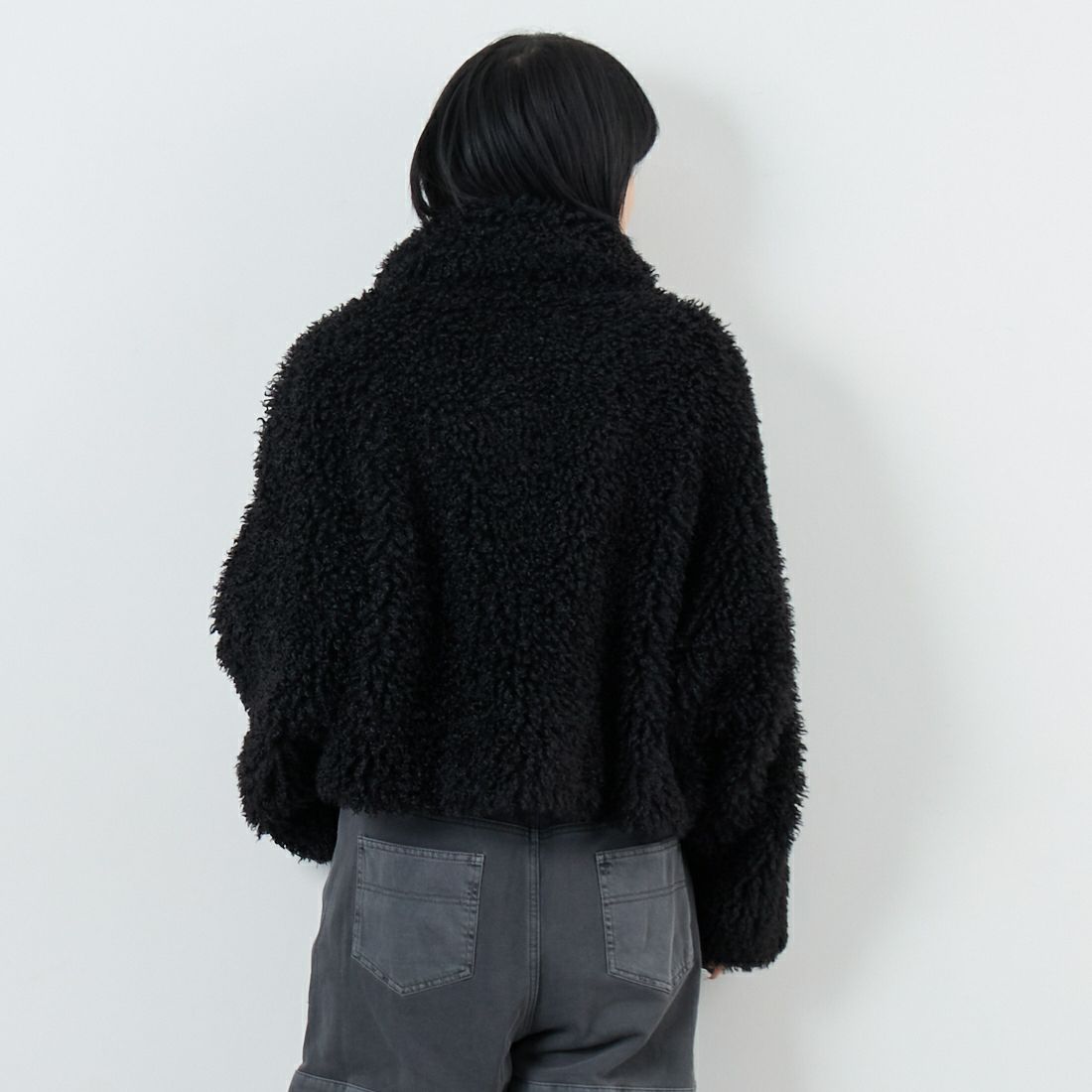 Jeans Factory Clothes [ジーンズファクトリークローズ] プードルファーショートブルゾン [330024] 109 ﾌﾞﾗｯｸ &&モデル身長：167cm 着用サイズ：F&&