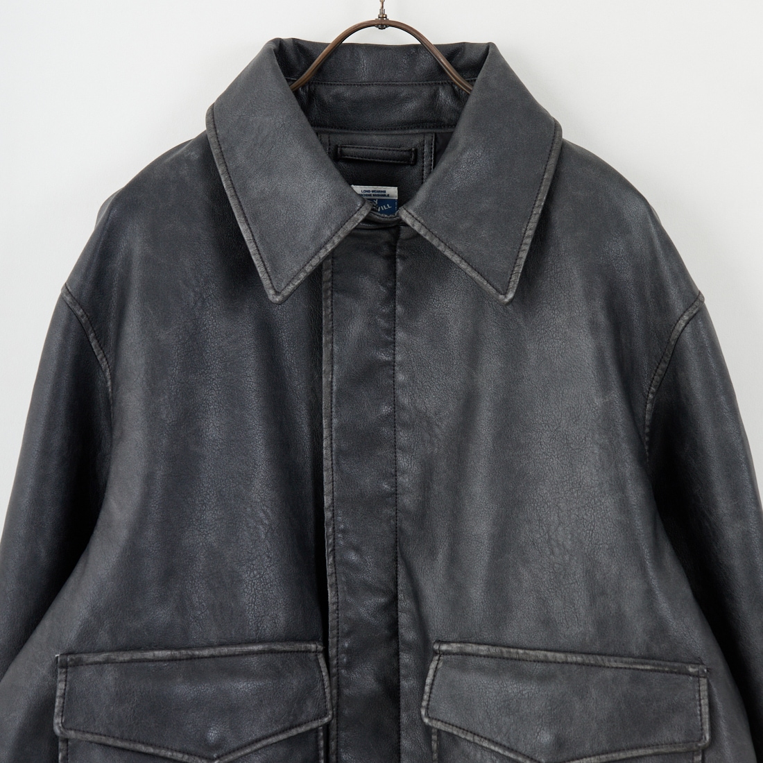 ARMY TWILL SANFORIZED [アーミーツイル サンフォライズド] 別注 ヴィーガンレザー A-2フライトジャケット [AM-2554502-INT-JF] BLACK