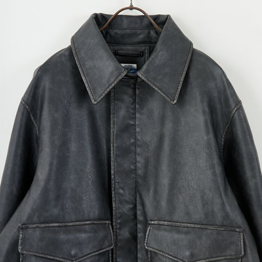 ARMY TWILL SANFORIZED [アーミーツイル サンフォライズド] 別注 ヴィーガンレザー A-2フライトジャケット [AM-2554502-INT-JF] BLACK