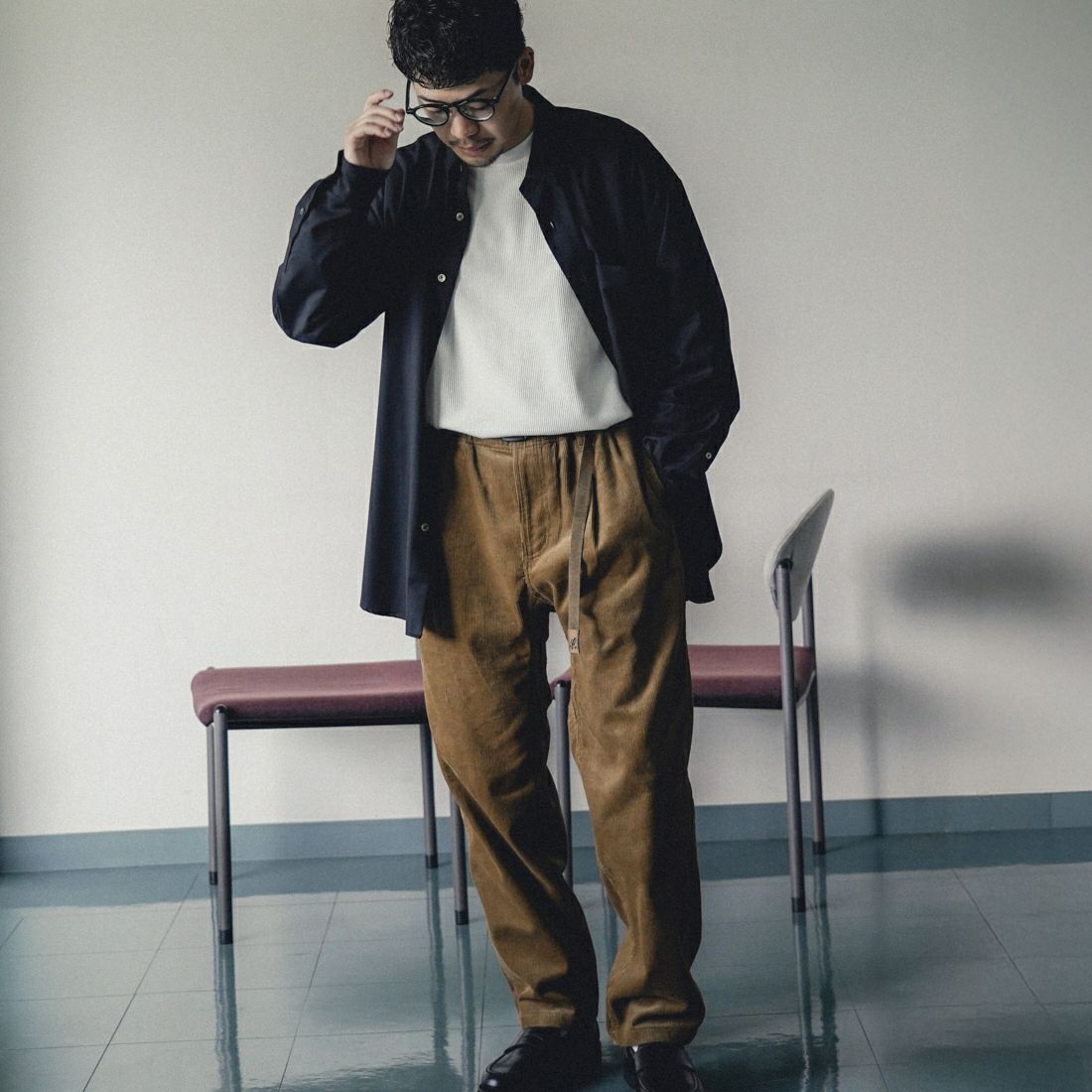 GRAMiCCi [グラミチ] 別注 コーデュロイ エブリデイパンツ [GUP5-F1022-JF] CAMEL &&モデル身長：168cm 着用サイズ：L&&