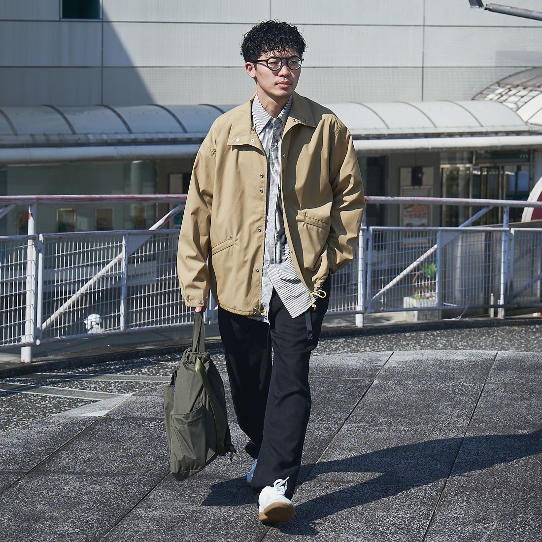 GRAMiCCi [グラミチ] 別注 ウールライク エブリデイパンツ [GUP5-F1024-JF] BLACK &&モデル身長：168cm 着用サイズ：L&&