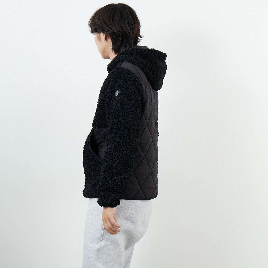 CAPE HORN [ケープホーン] LENNOX ボアブルゾン [B1578] 500 BLACK &&モデル身長：179cm 着用サイズ：48&&