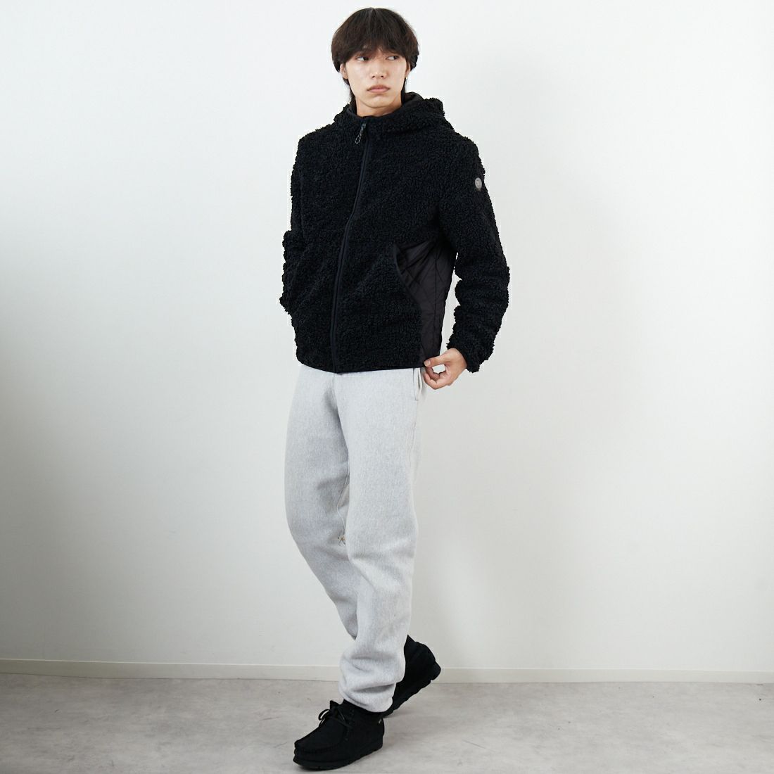 CAPE HORN [ケープホーン] LENNOX ボアブルゾン [B1578] 500 BLACK &&モデル身長：179cm 着用サイズ：48&&