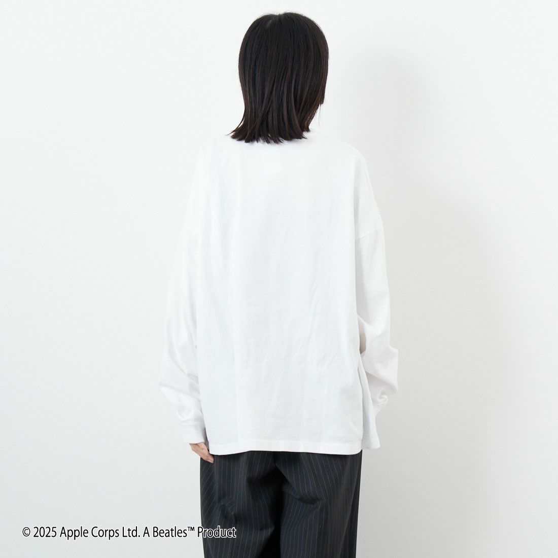 GOOD ROCK SPEED [グッドロックスピード] THE BEATLES ロングスリーブTシャツ [25BTL202W] WHITE &&モデル身長：162cm 着用サイズ：F&&