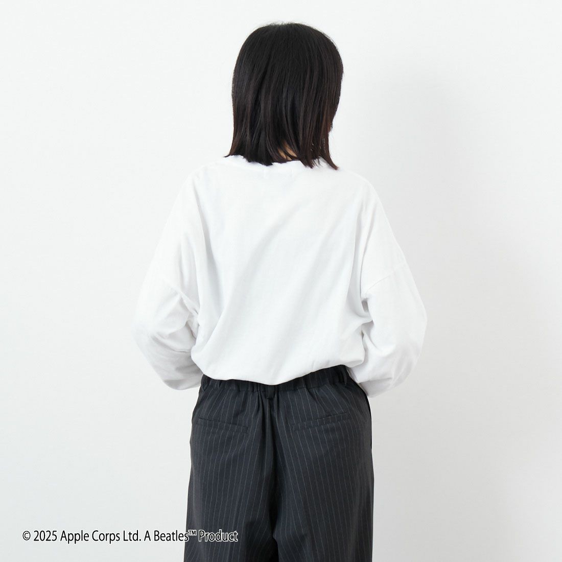 GOOD ROCK SPEED [グッドロックスピード] THE BEATLES ロングスリーブTシャツ [25BTL202W] WHITE &&モデル身長：162cm 着用サイズ：F&&