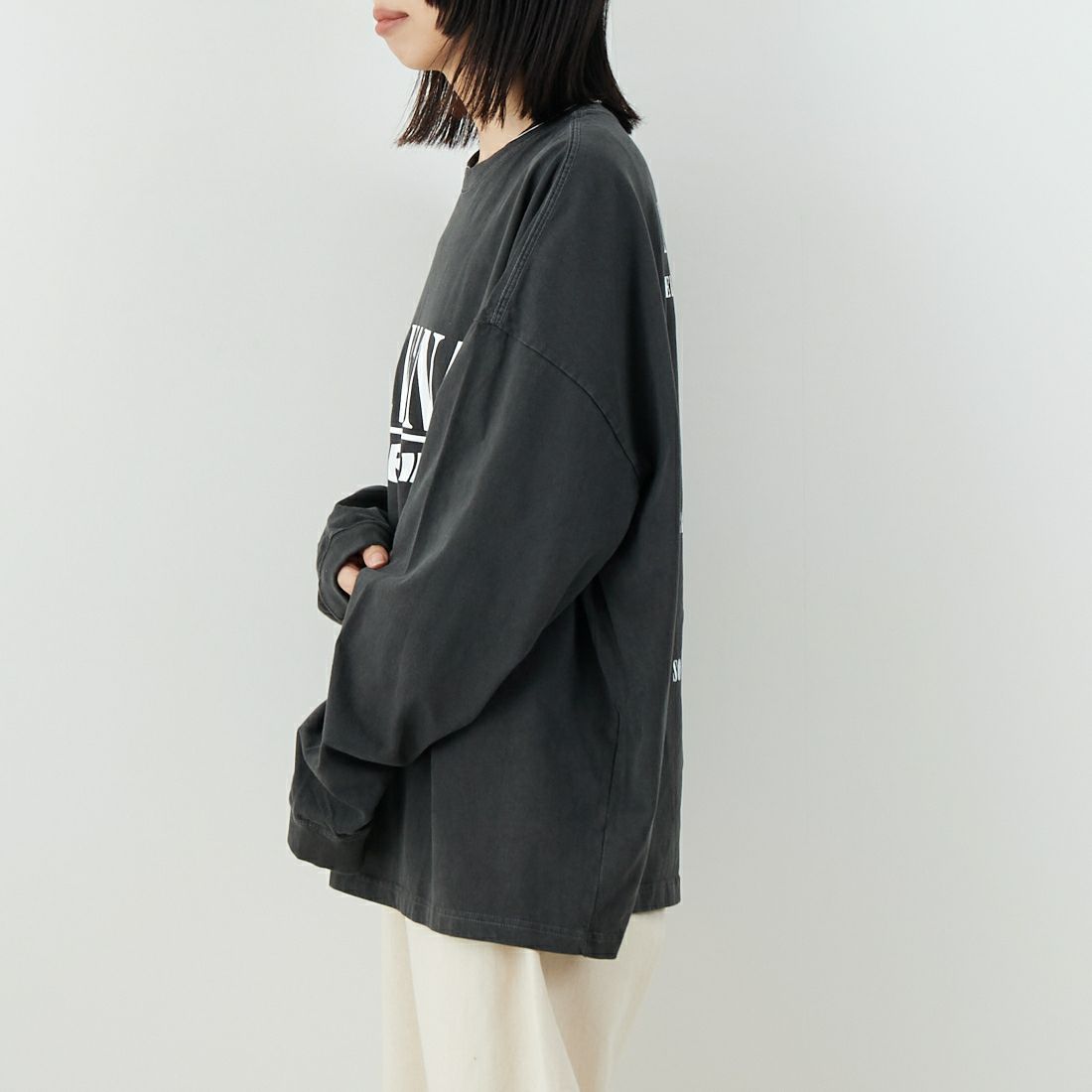 GOOD ROCK SPEED [グッドロックスピード] NIRVANA ロングスリーブTシャツ [25NVN202W] CHARCOAL &&モデル身長：162cm 着用サイズ：F&&