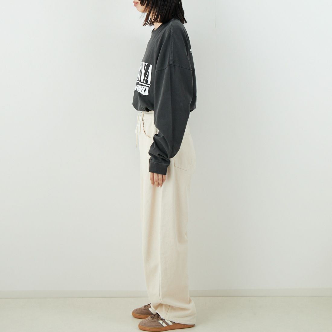 GOOD ROCK SPEED [グッドロックスピード] NIRVANA ロングスリーブTシャツ [25NVN202W] CHARCOAL &&モデル身長：162cm 着用サイズ：F&&