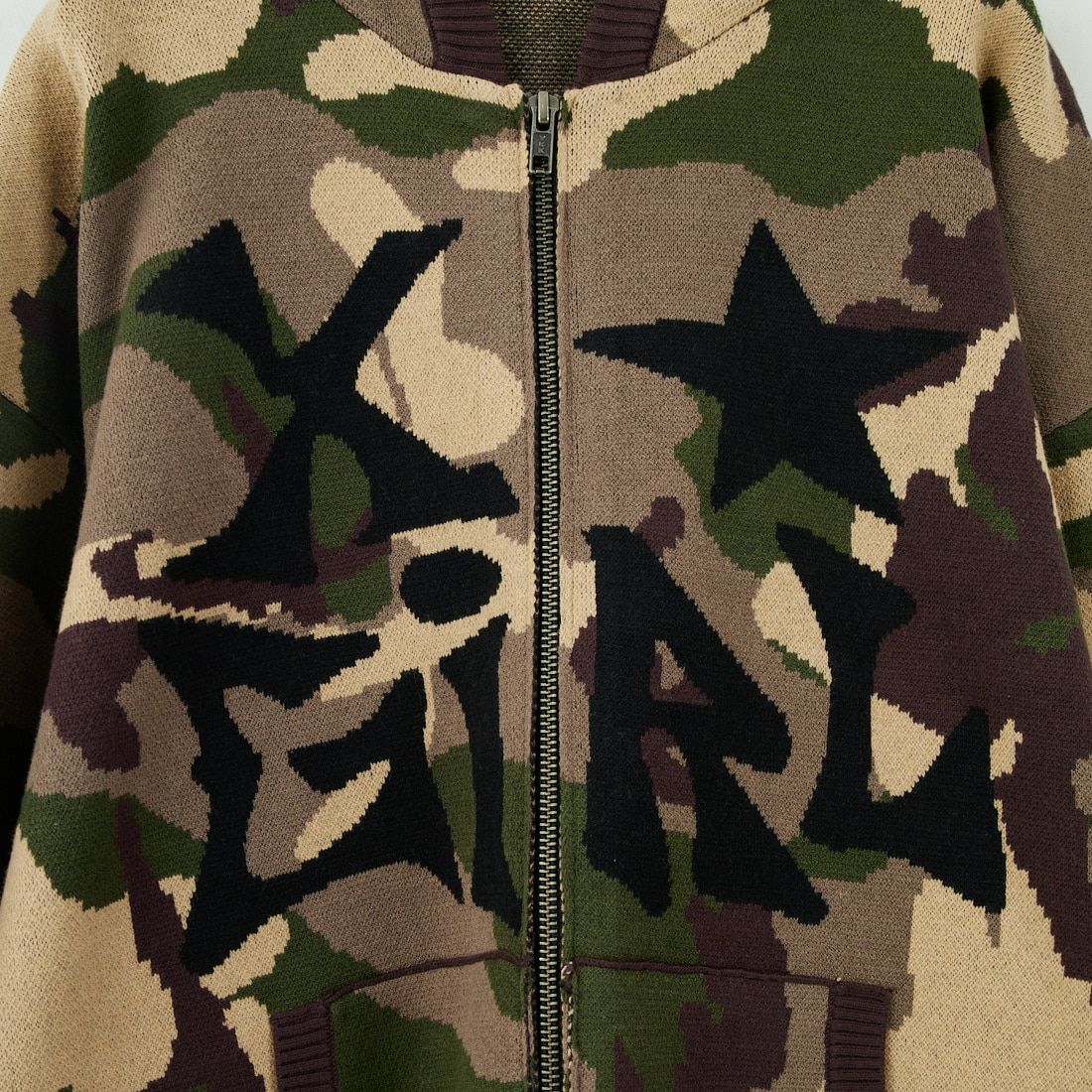 X-girl [エックスガール] ジャガードニットジップアップフーディ [105253015007] CAMO