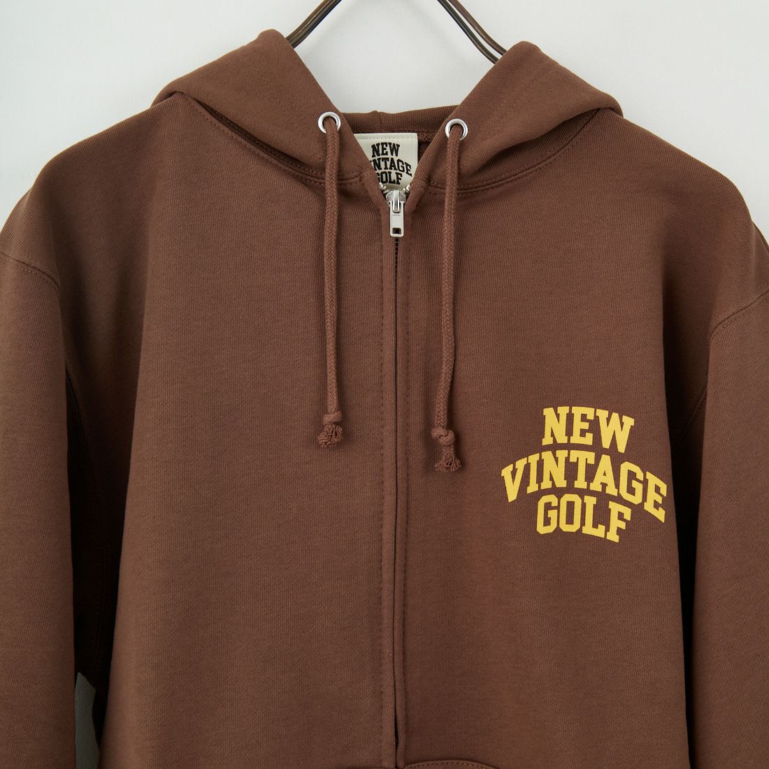 NEW VINTAGE GOLF [ニュービンテージゴルフ] ロゴプリントジップフーディ [NVG-0412] DARK BROWN