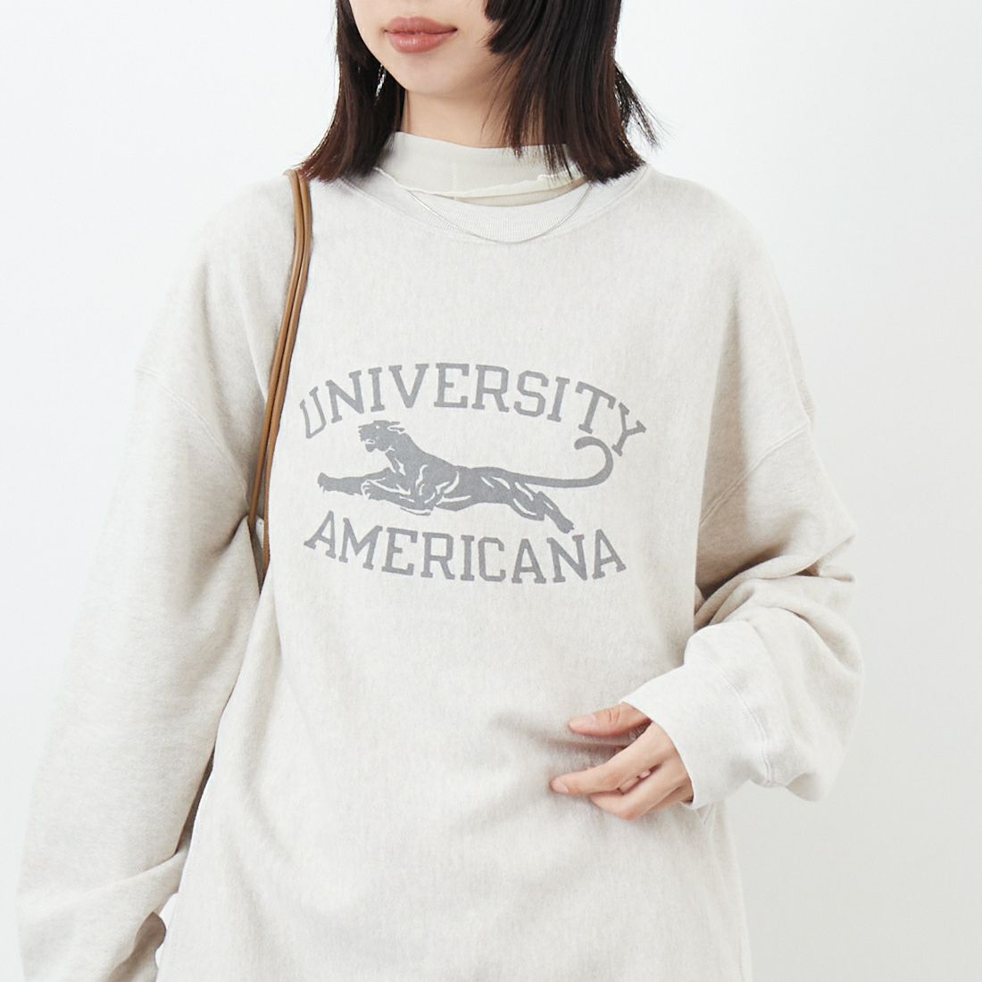 Americana [アメリカーナ] リバースウィーブ クルーネックスウェット [BRF-771A-2] ｵｰﾄﾐｰﾙ &&モデル身長：162cm 着用サイズ：M&&
