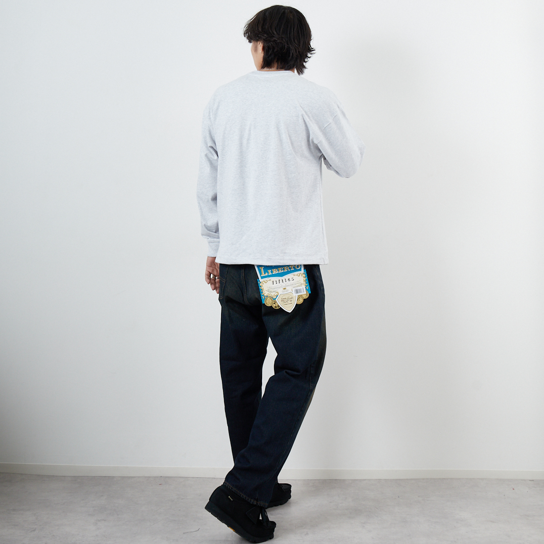 ONEITA [オニータ] ケミカル加工ドロストロングスリーブTシャツ [2523-468IN] ASH &&モデル身長：179cm 着用サイズ：M&&