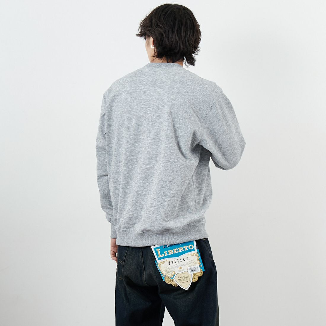 THE NORTH FACE [ザ ノースフェイス] スモールロゴヘザースウェットクルー [NT62532] Z &&モデル身長：179cm 着用サイズ：M&&