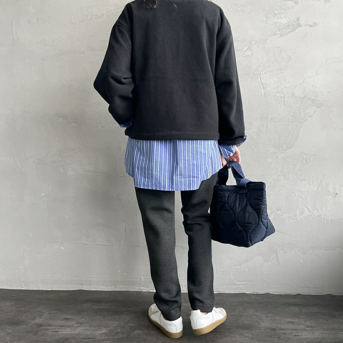 GRAMiCCi [グラミチ] 別注 テックニット スリムパンツ [GUP5-F1021-JF] CHARCOAL &&モデル身長：160cm 着用サイズ：S&&