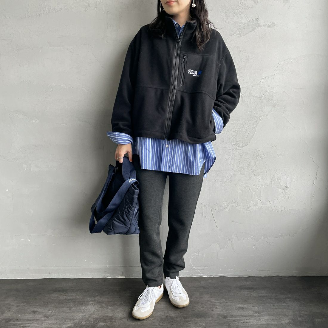 GRAMiCCi [グラミチ] 別注 テックニット スリムパンツ [GUP5-F1021-JF] CHARCOAL &&モデル身長：160cm 着用サイズ：S&&