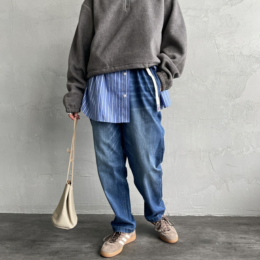 GRAMiCCi [グラミチ] 別注 ストレッチデニム エブリデイパンツ [GUP5-F1023-JF] D.USED BLU &&モデル身長：158cm 着用サイズ：S&&