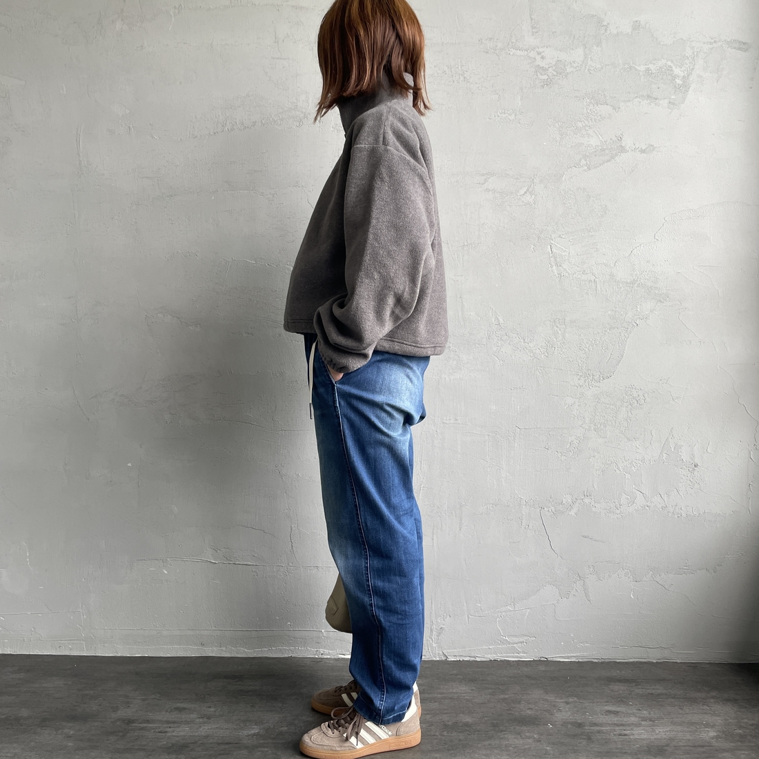 GRAMiCCi [グラミチ] 別注 ストレッチデニム エブリデイパンツ [GUP5-F1023-JF] D.USED BLU &&モデル身長：158cm 着用サイズ：S&&
