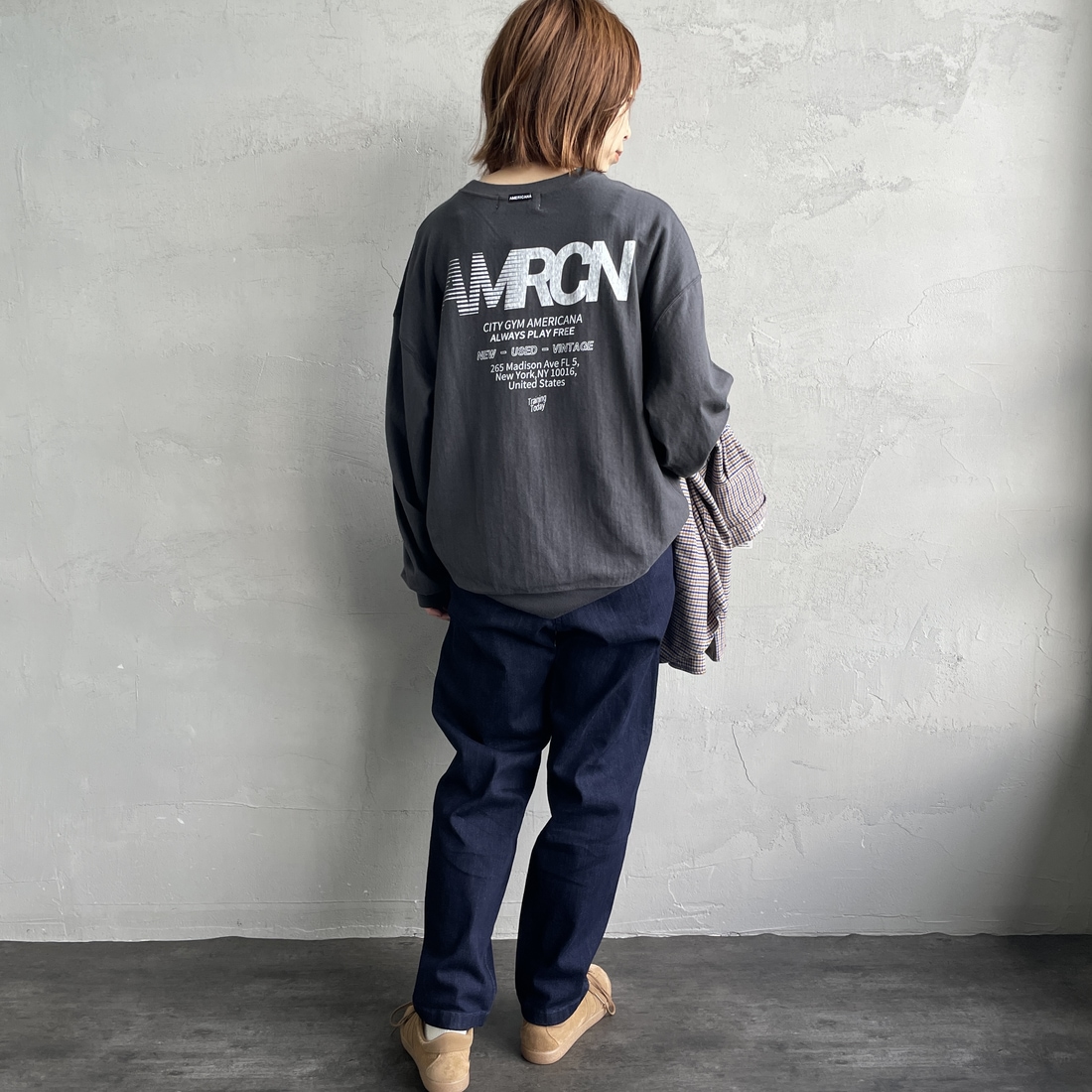 GRAMiCCi [グラミチ] 別注 ストレッチデニム エブリデイパンツ [GUP5-F1023-JF] ONE WASH &&モデル身長：158cm 着用サイズ：S&&