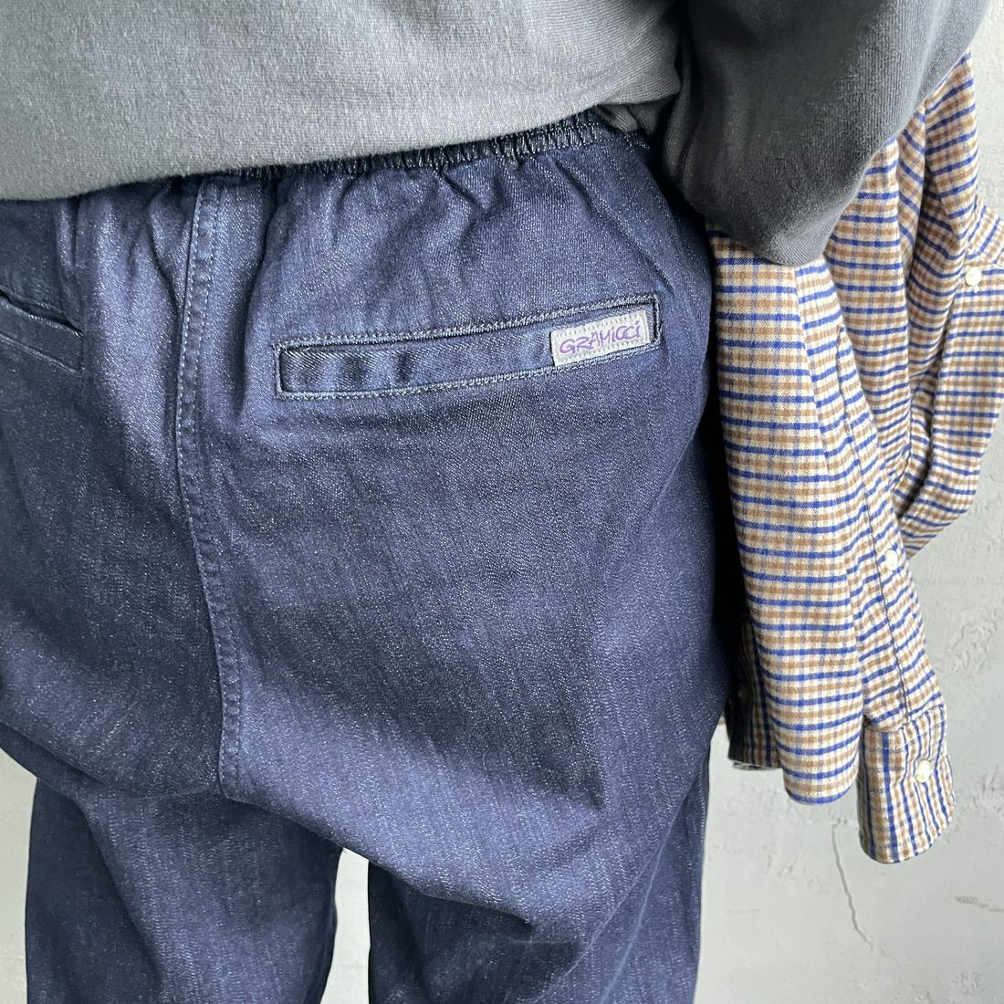 GRAMiCCi [グラミチ] 別注 ストレッチデニム エブリデイパンツ [GUP5-F1023-JF] ONE WASH &&モデル身長：158cm 着用サイズ：S&&