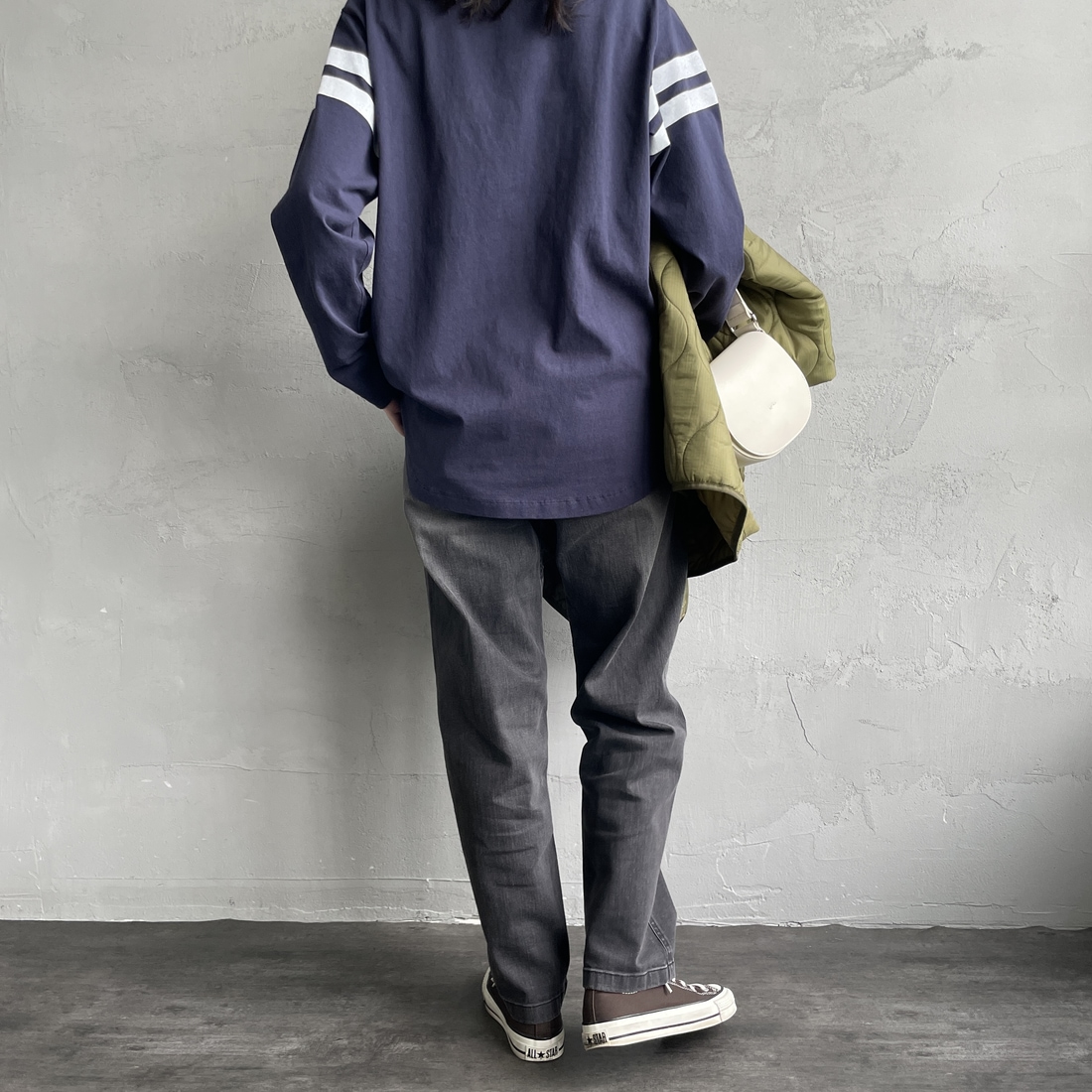 GRAMiCCi [グラミチ] 別注 ストレッチデニム エブリデイパンツ [GUP5-F1023-JF] BLK USED &&モデル身長：160cm 着用サイズ：S&&