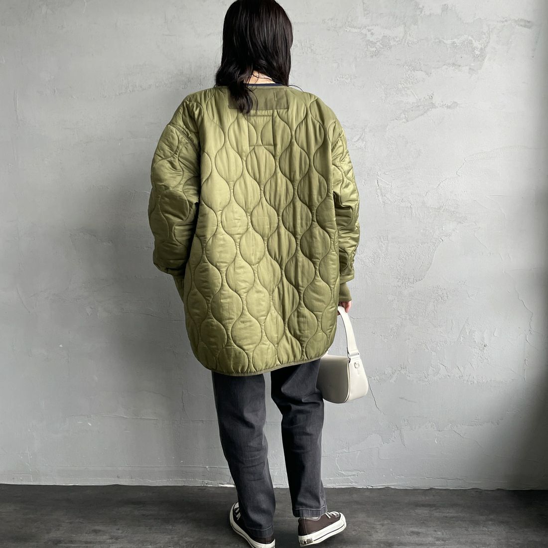 GRAMiCCi [グラミチ] 別注 ストレッチデニム エブリデイパンツ [GUP5-F1023-JF] BLK USED &&モデル身長：160cm 着用サイズ：S&&