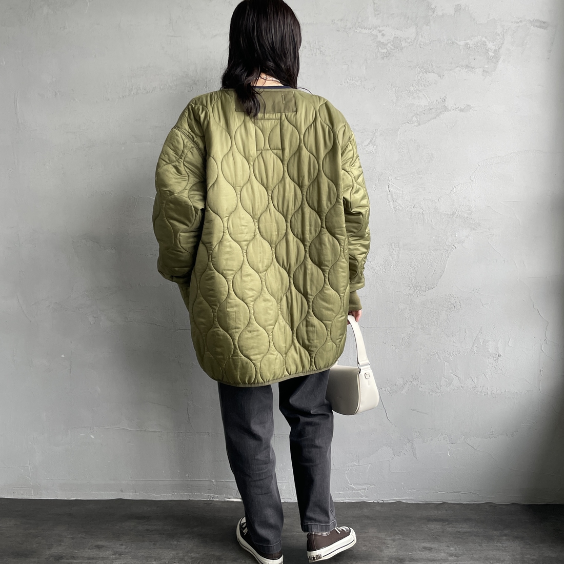 GRAMiCCi [グラミチ] 別注 ストレッチデニム エブリデイパンツ [GUP5-F1023-JF] BLK USED &&モデル身長：160cm 着用サイズ：S&&