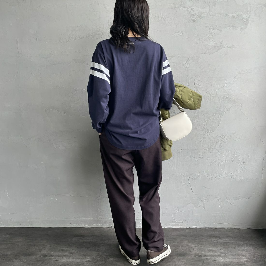 GRAMiCCi [グラミチ] 別注 ウールライク エブリデイパンツ [GUP5-F1024-JF] BROWN &&モデル身長：160cm 着用サイズ：S&&