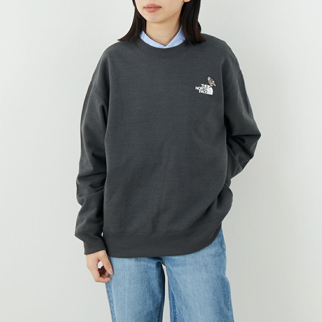 THE NORTH FACE [ザ ノースフェイス] ズーピッカークルー [NT12536] AG &&モデル身長：162cm 着用サイズ：S&&