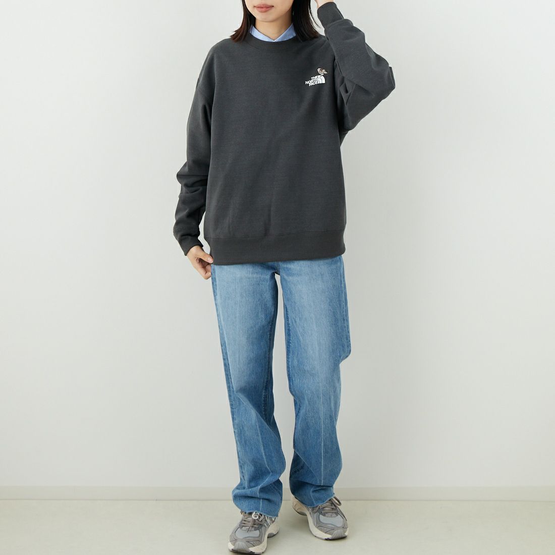 THE NORTH FACE [ザ ノースフェイス] ズーピッカークルー [NT12536] AG &&モデル身長：162cm 着用サイズ：S&&