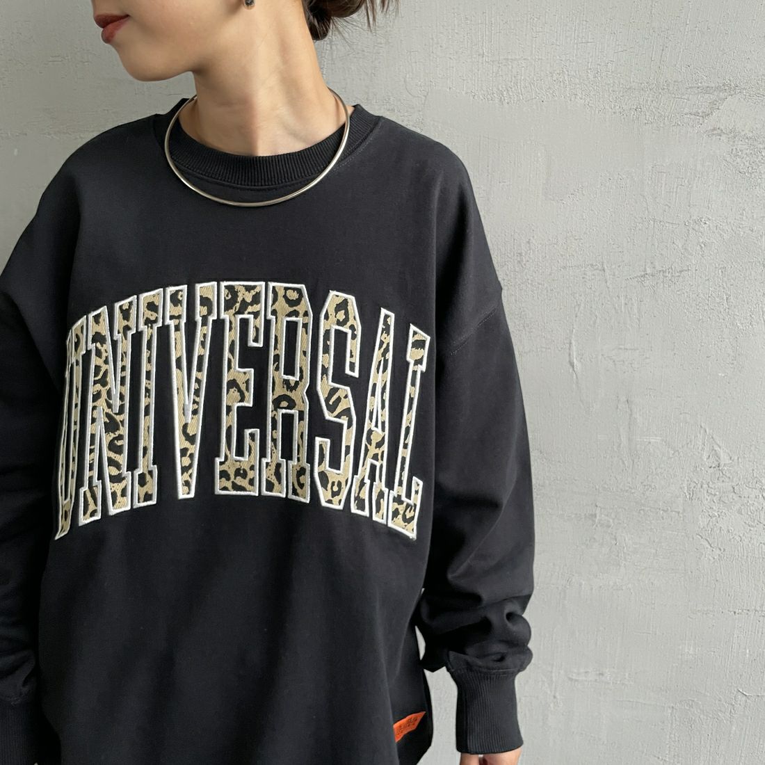 UNIVERSAL OVERALL [ユニバーサルオーバーオール] 別注 カレッジロゴデザイン クルーネックスウェット [U2531228IN-JF] ASH GRY