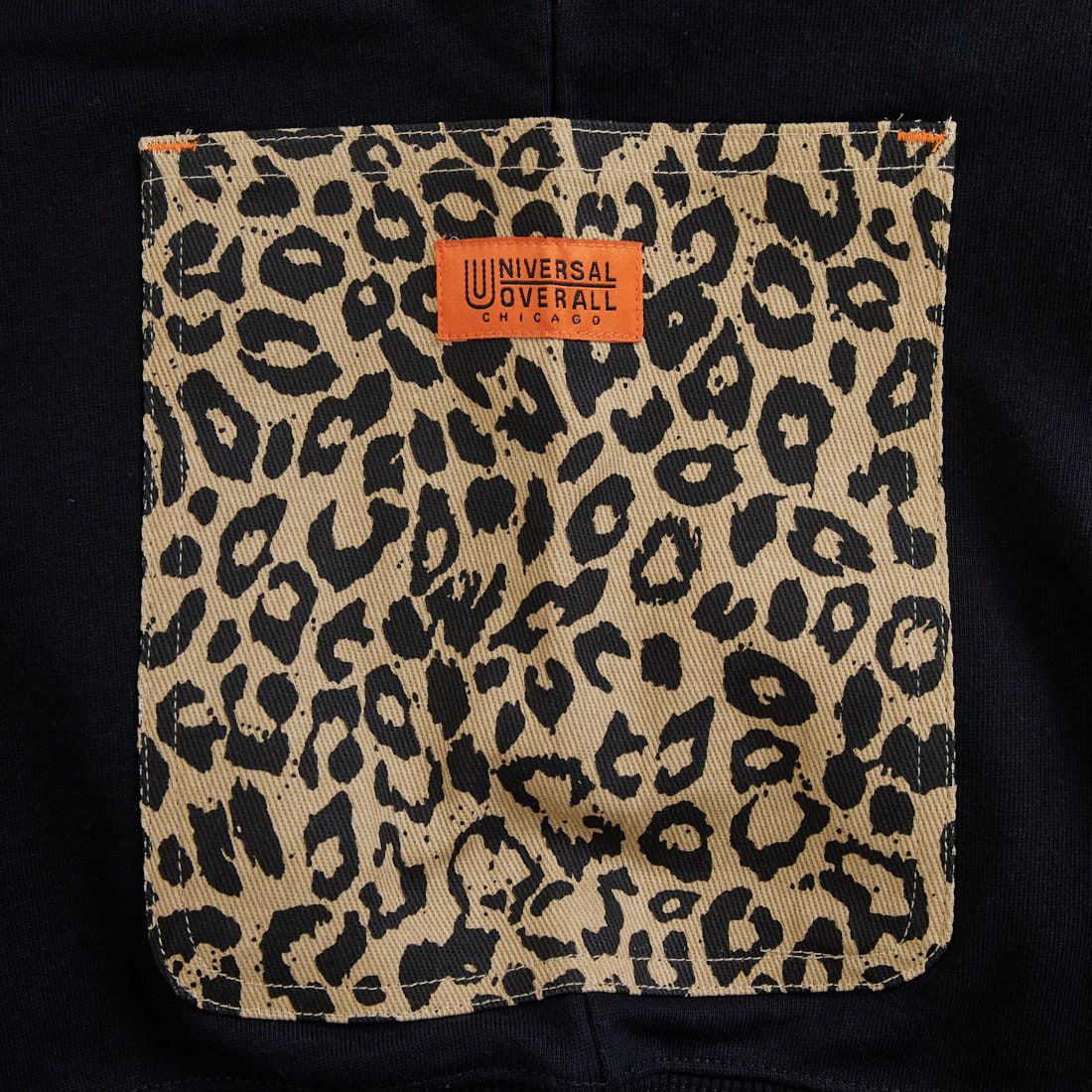 UNIVERSAL OVERALL [ユニバーサルオーバーオール] 別注 レオパードポケット カバーオールスウェット [U2531226IN-JF] BLACK