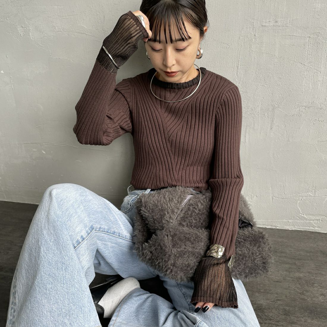 28 BROWN&&モデル身長：150cm 着用サイズ：F&&