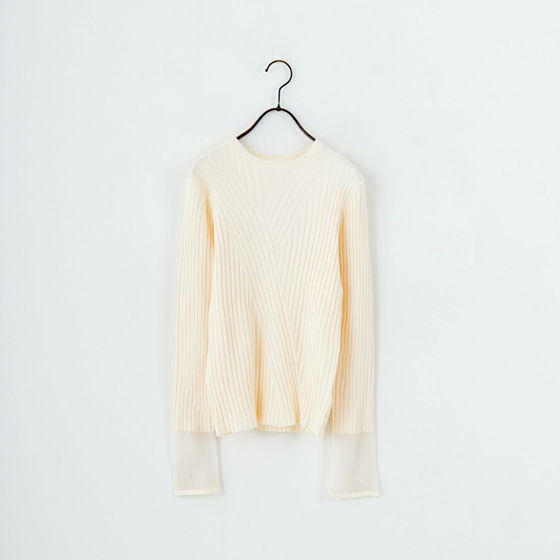 nenom [ネノム] ラメ袖切り替え ランダムリブニット [NE25131024] 21 IVORY