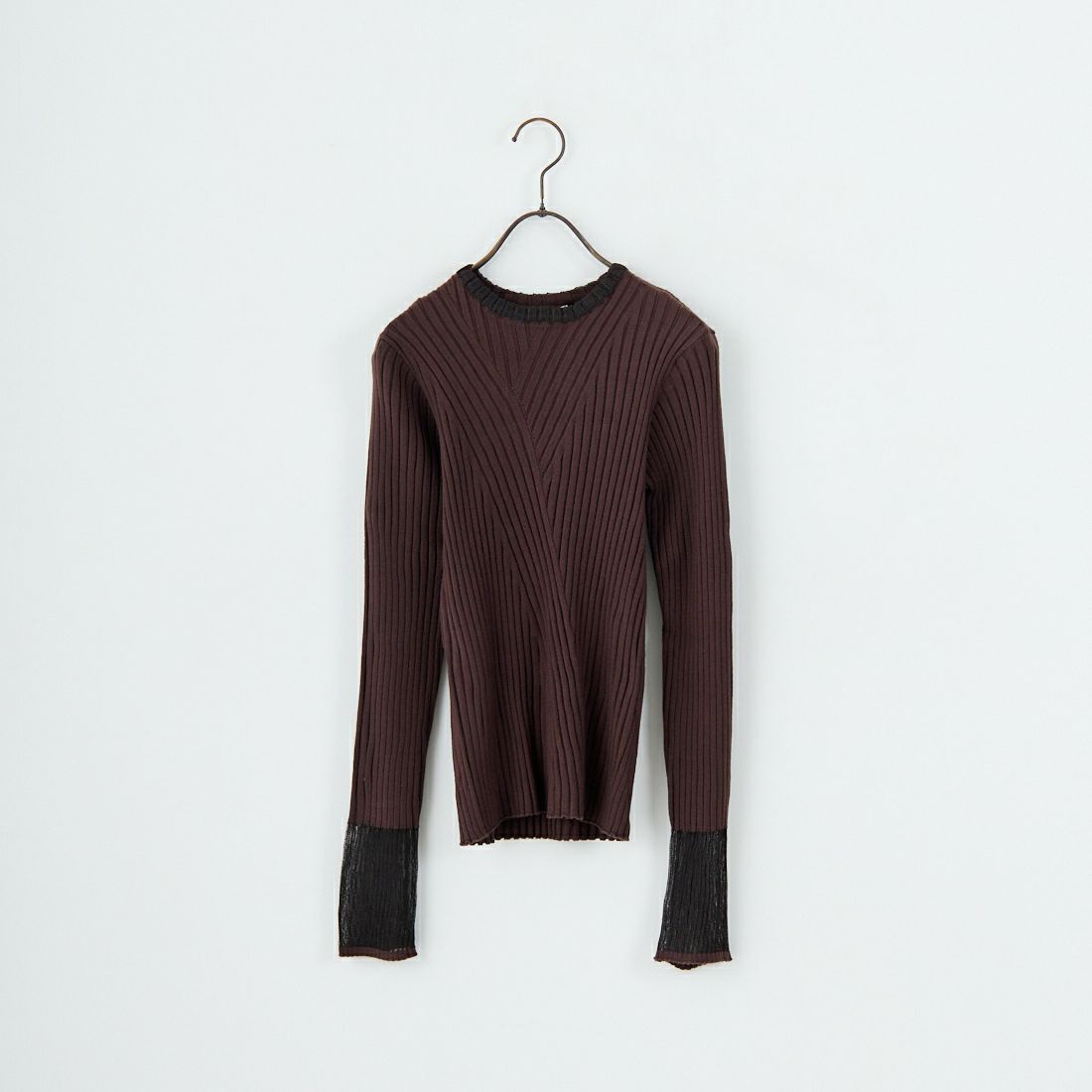 nenom [ネノム] ラメ袖切り替え ランダムリブニット [NE25131024] 28 BROWN