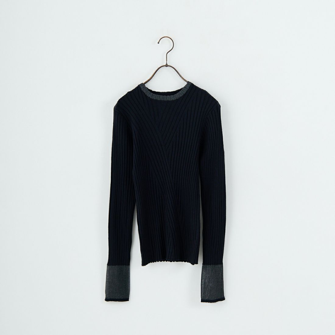 nenom [ネノム] ラメ袖切り替え ランダムリブニット [NE25131024] 09 BLACK