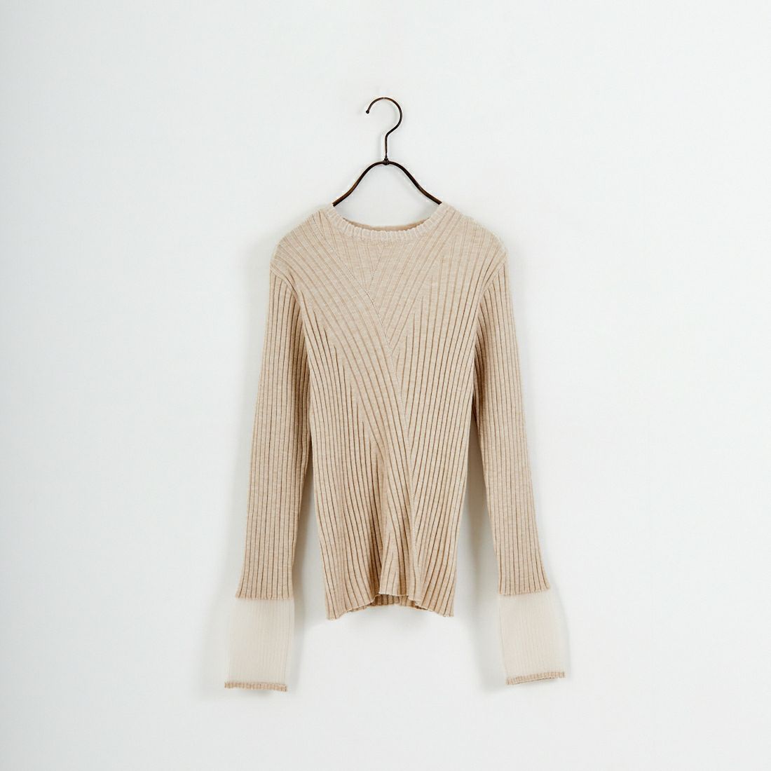 nenom [ネノム] ラメ袖切り替え ランダムリブニット [NE25131024] 22 BEIGE