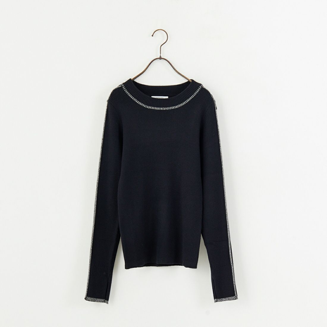 nenom [ネノム] ラメ配色ラインリブニット [NE24131024] 09 BLACK