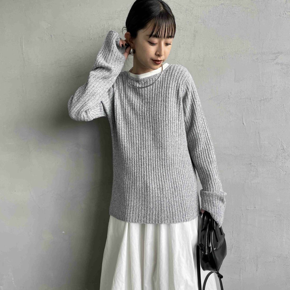 nenom [ネノム] 2WAY メランジリボンニットカーディガン [NE25131026] 07 GRAY