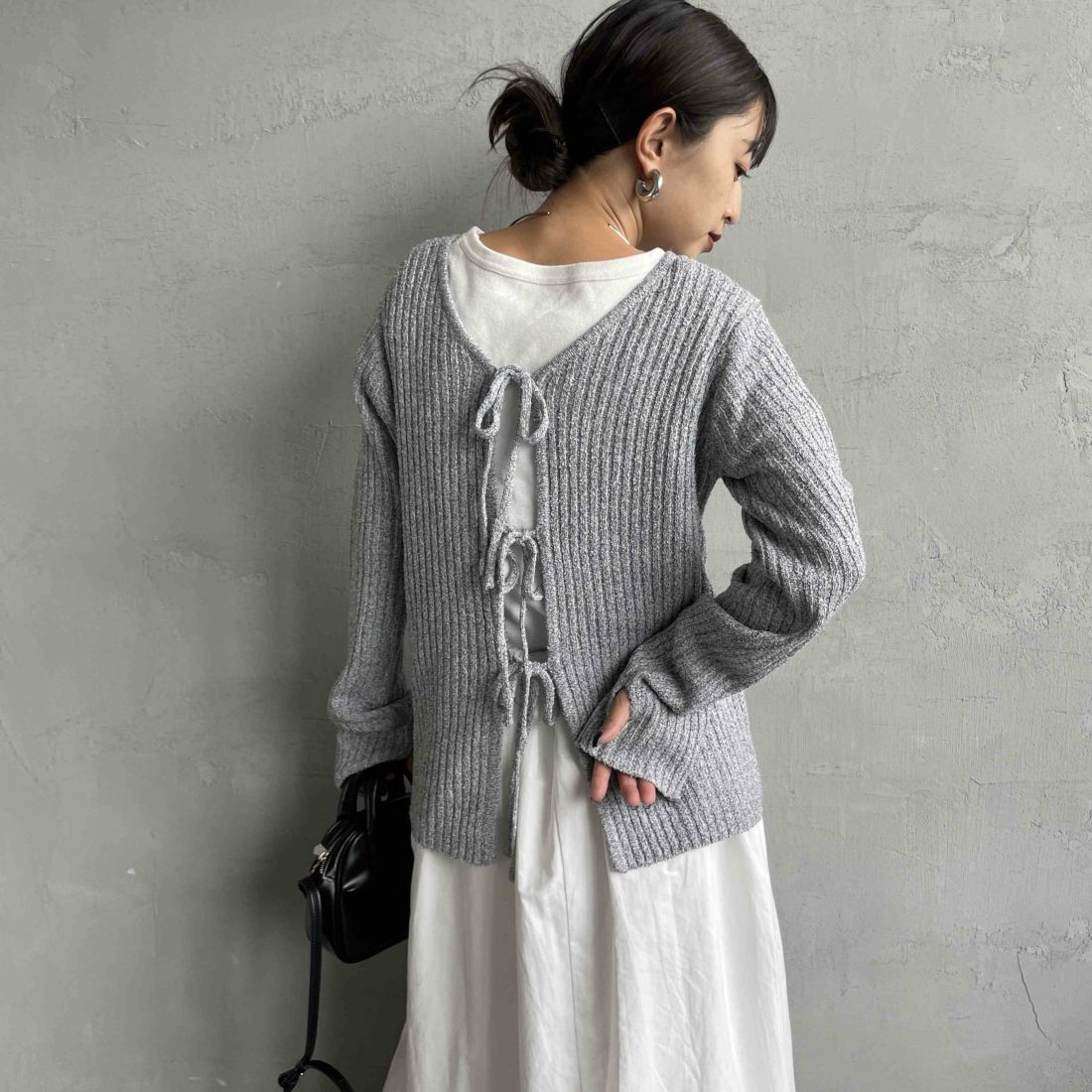 nenom [ネノム] 2WAY メランジリボンニットカーディガン [NE25131026] 07 GRAY