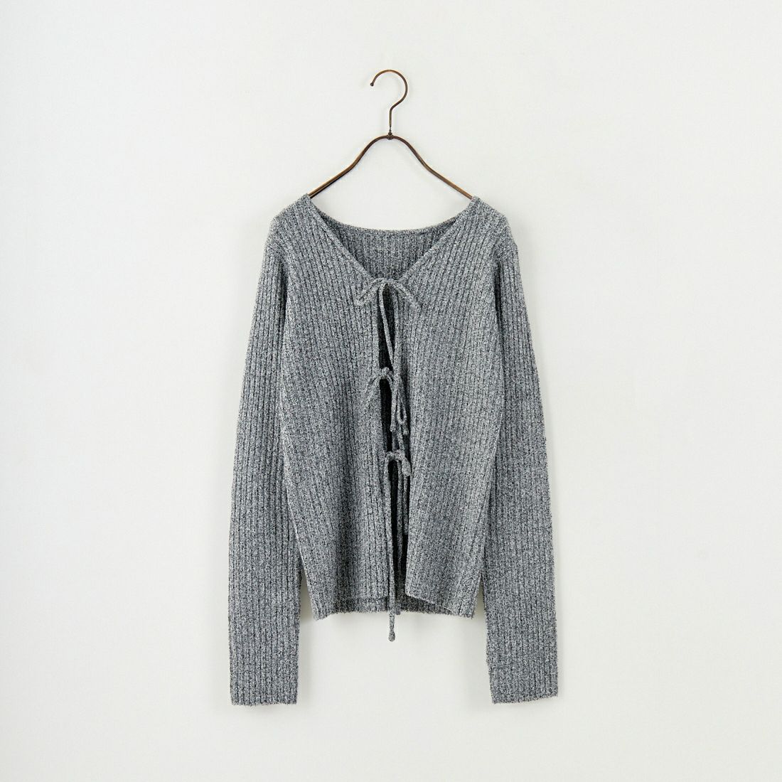 nenom [ネノム] 2WAY メランジリボンニットカーディガン [NE25131026] 09 BLACK