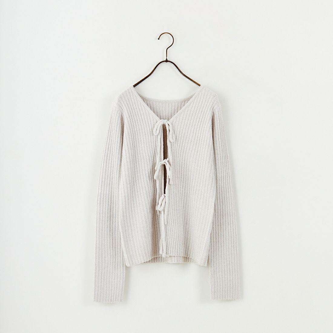 nenom [ネノム] 2WAY メランジリボンニットカーディガン [NE25131026] 23 GREIGE