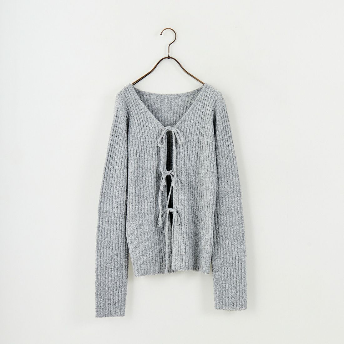 nenom [ネノム] 2WAY メランジリボンニットカーディガン [NE25131026] 07 GRAY