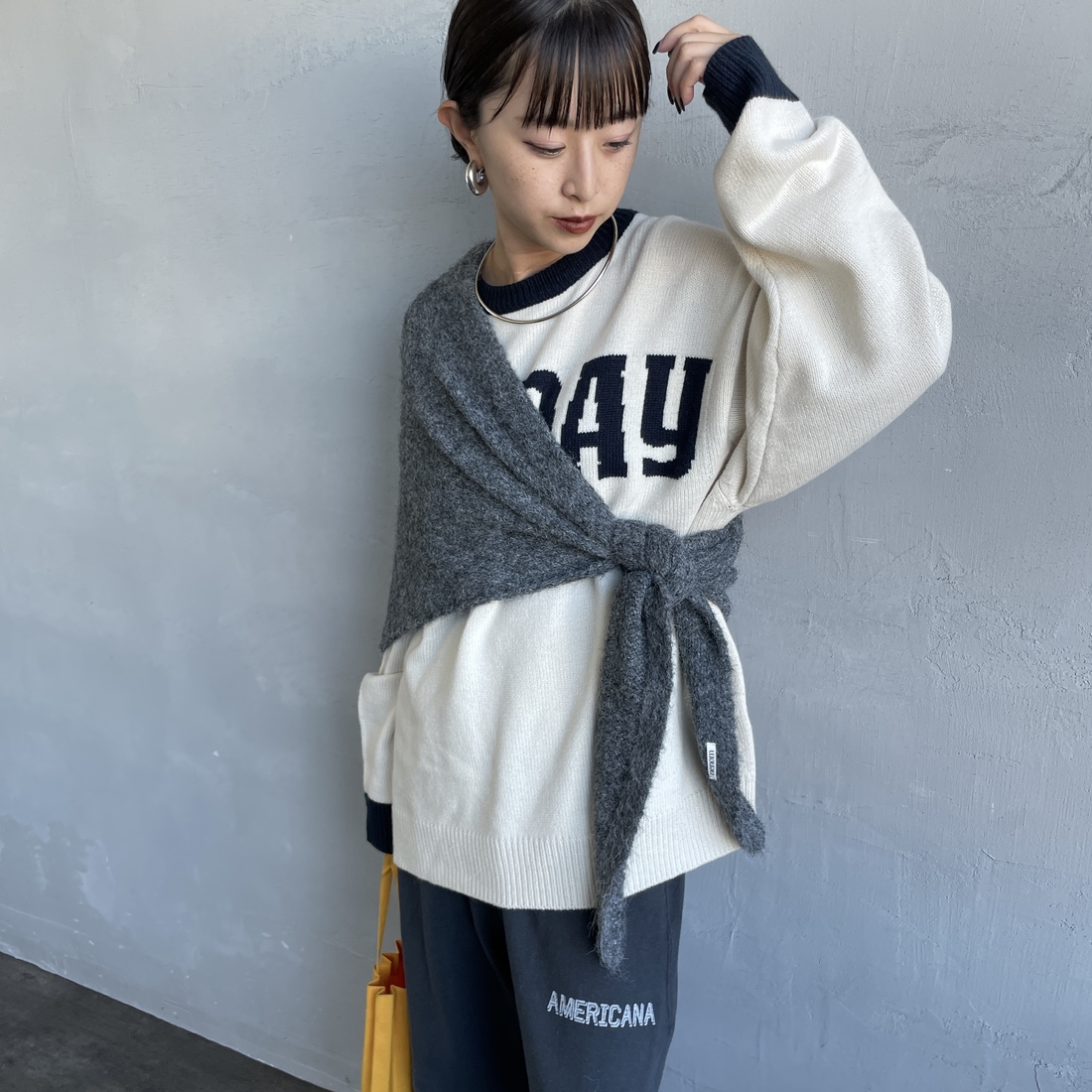 nenom [ネノム] マルチWAYニットスカーフ [NE25131031] 08 CHARCOA