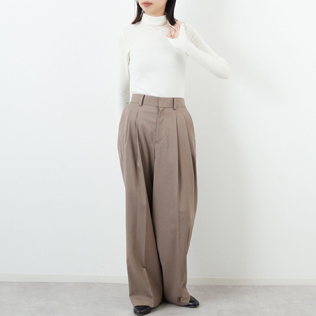 USINE [ユジーヌ] エンジェルウールタートルネックカットソー [21256067] 031 ｱｲﾎﾞﾘｰ &&モデル身長：162cm 着用サイズ：36&&