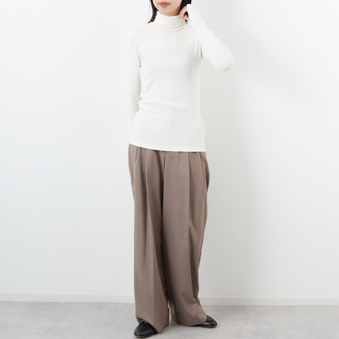 USINE [ユジーヌ] エンジェルウールタートルネックカットソー [21256067] 031 ｱｲﾎﾞﾘｰ &&モデル身長：162cm 着用サイズ：36&&
