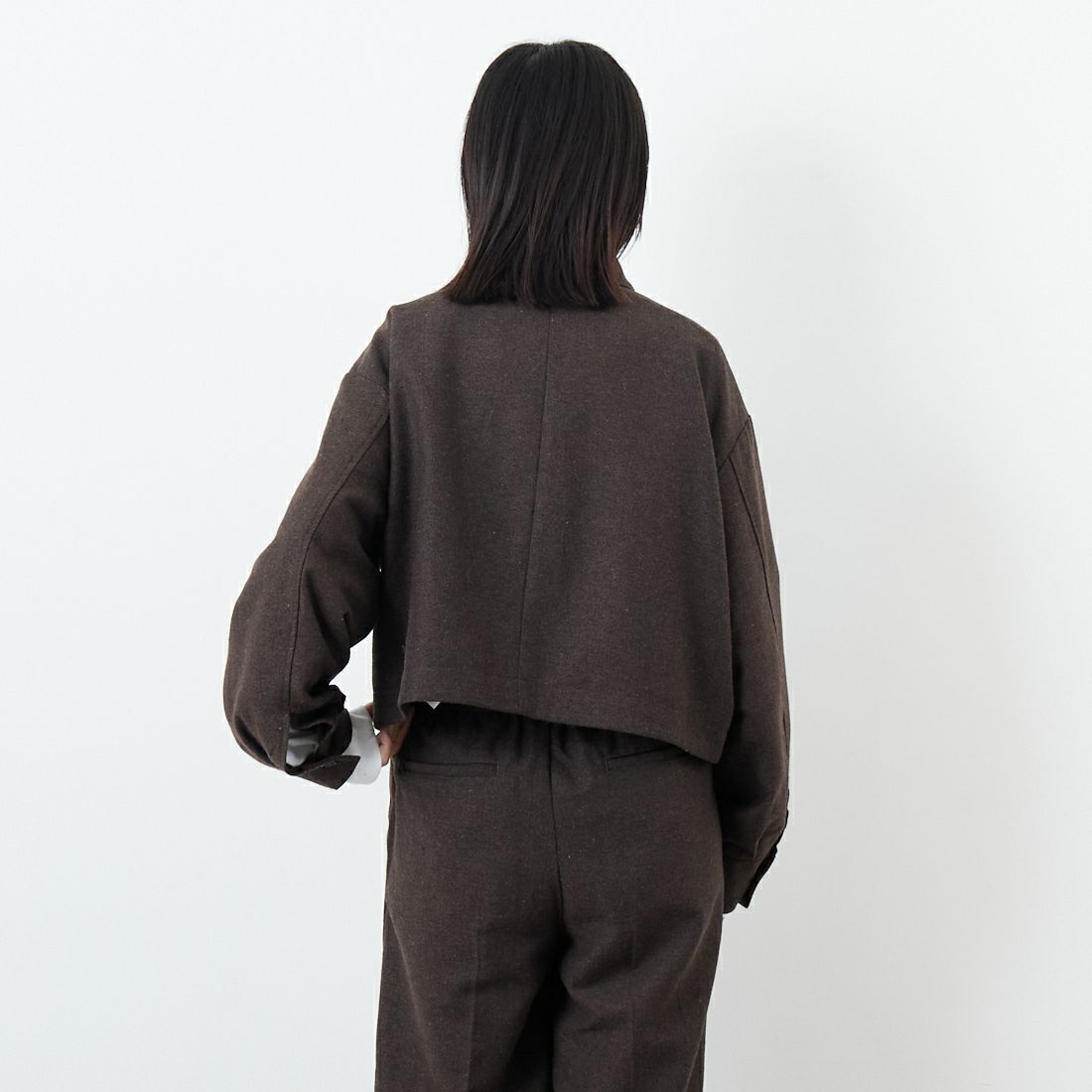 Noir Fabrik [ヌワールファブリック] ジップジャケット [IN2-JK-5] BROWN &&モデル身長：162cm 着用サイズ：F&&