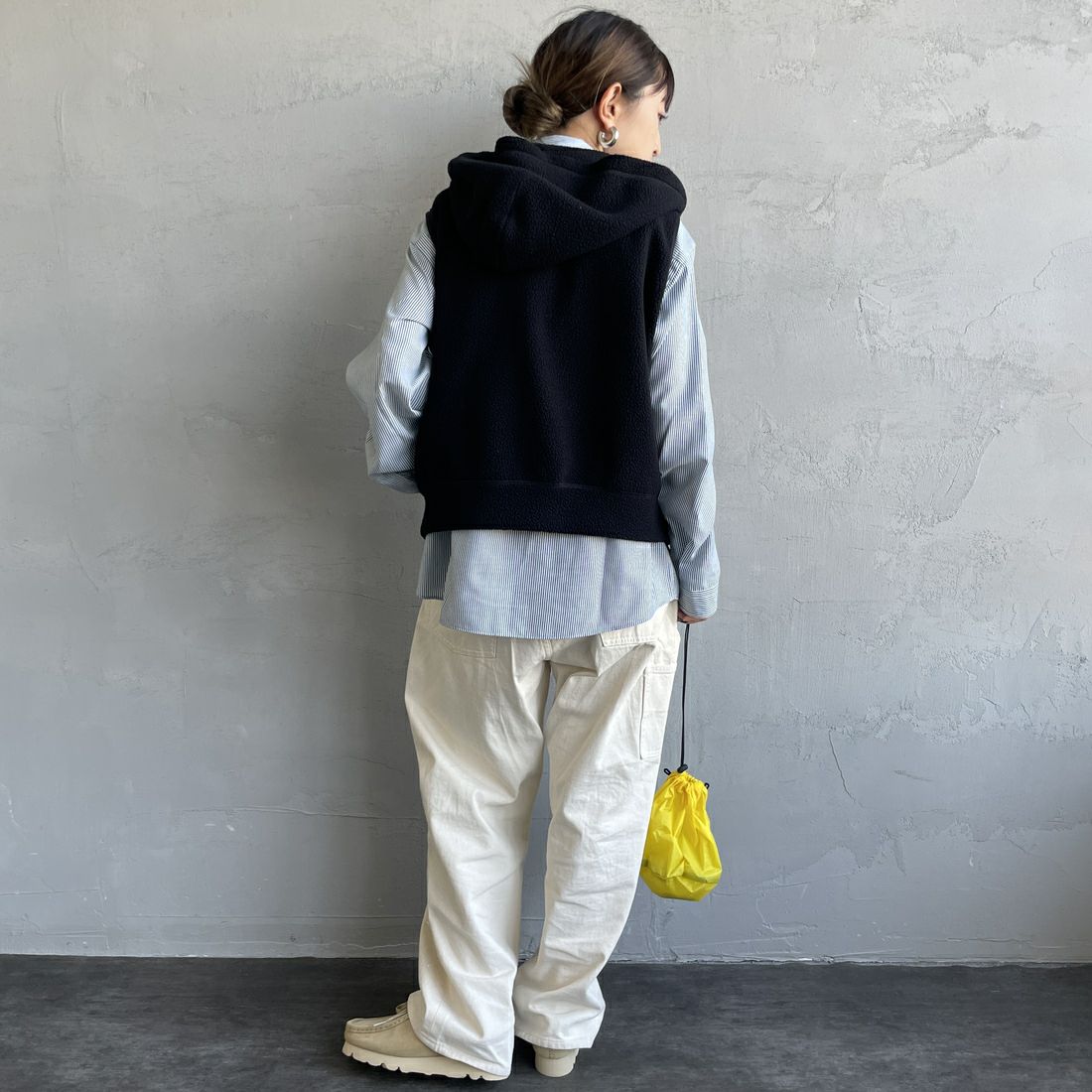 DANTON [ダントン] サーマルプロ ジップベスト [DT-C0471POL] BLACK &&モデル身長：150cm 着用サイズ：36&&