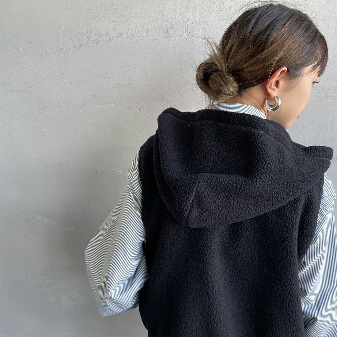 DANTON [ダントン] サーマルプロ ジップベスト [DT-C0471POL] BLACK &&モデル身長：150cm 着用サイズ：36&&